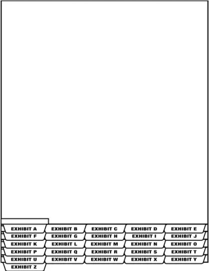 Exhibits A-Z Bottom Legal Index 'A' - 25/Pkg