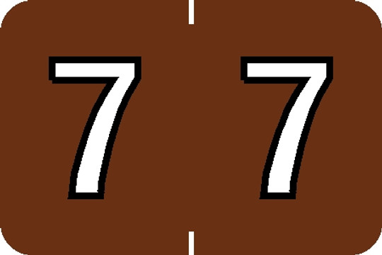 0-9 Labels Barkley Compatible 1" '#7' BROWN - 500/Roll