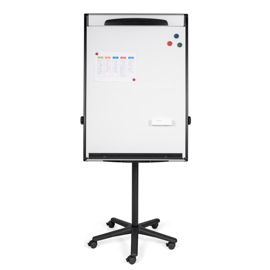 Mobile Magnetic Dry Erase Easel with Adjustable Height & Locking Casters