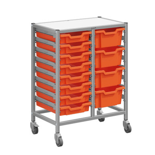 Mobile Classroom Storage Cart with Adjustable Trays