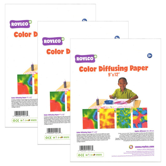 Color Diffusing Paper, 9'' x 12'', 50 Sheets Per Pack, 3 Packs