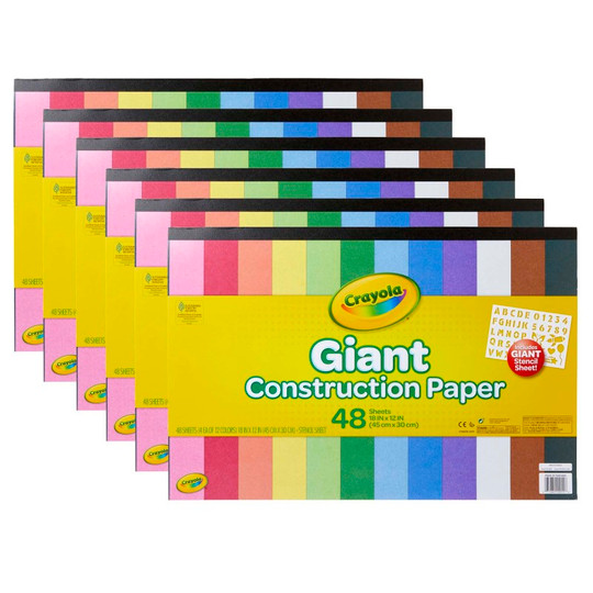 Giant Construction Paper Pad with Stencils, 48 Sheets, Pack of 6 - BIN990055-6
