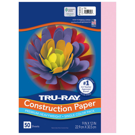 Construction Paper, Pink, 9'' x 12'', 50 Sheets - PAC103012