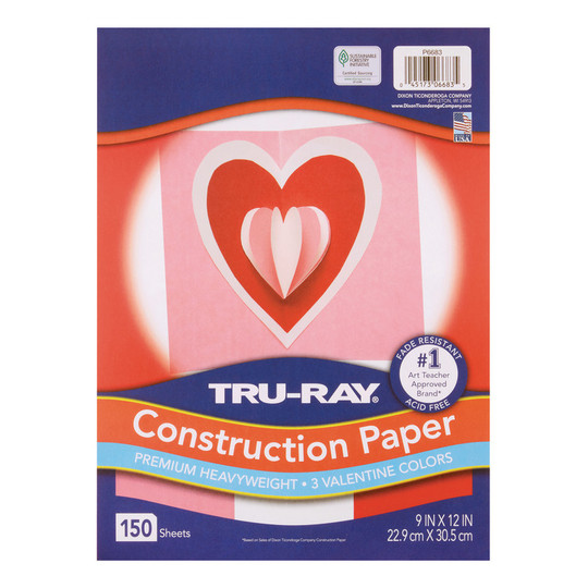 Construction Paper Valentine Assortment, 9'' x 12'', 150 Sheets - PAC6683