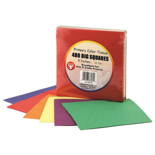 Tissue Squares, 5'', Primary Colors, Pack of 480
