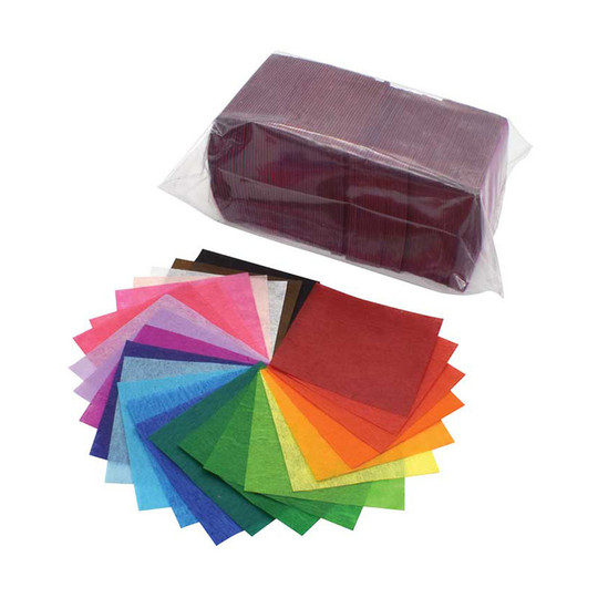 Deluxe Bleeding Art Tissue Squares, 25 Assorted Colors, 1-1/2'' x 1-1/2'', 2500 Squares