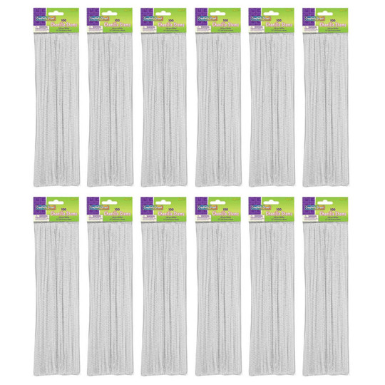 Regular Stems, White, 12'' x 4 mm, 100 Per Pack, 12 Packs
