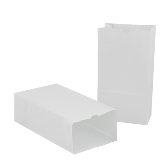 Large Gusseted Paper Bags, 6'' x 3.5'' x 11'', White, 100/Pack