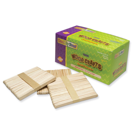 Regular Craft Sticks, Natural, 4-1/2'' x 3/8'', 1000 Pieces