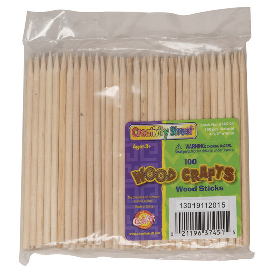 Wood Sticks ,4.5'', Natural, 100 Sticks