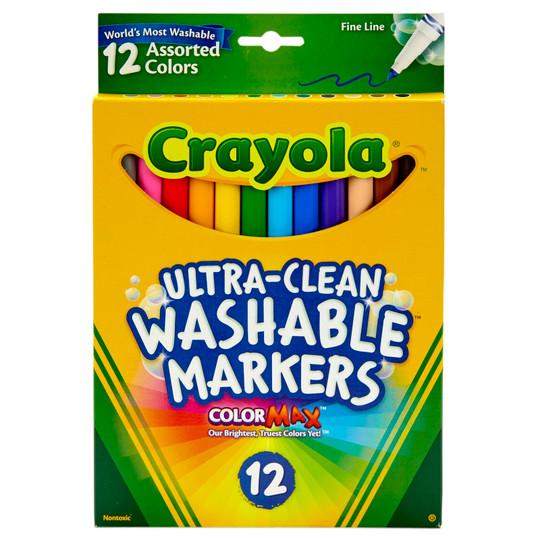 Ultra-Clean Markers, Fine Line, Assorted Colors, 12 Count