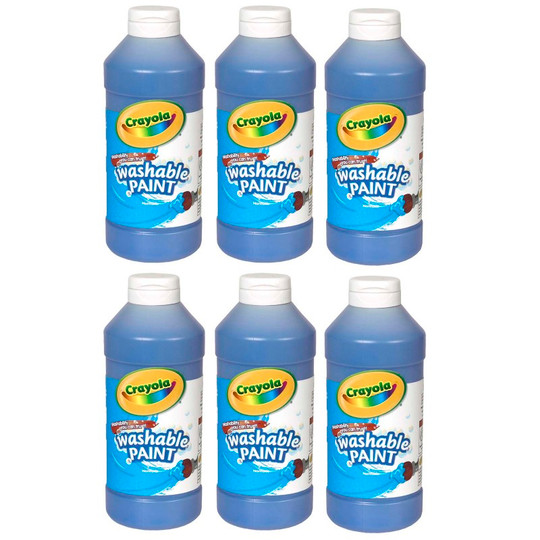 Washable Paint, Blue, 16 o.ottles, Pack of 6