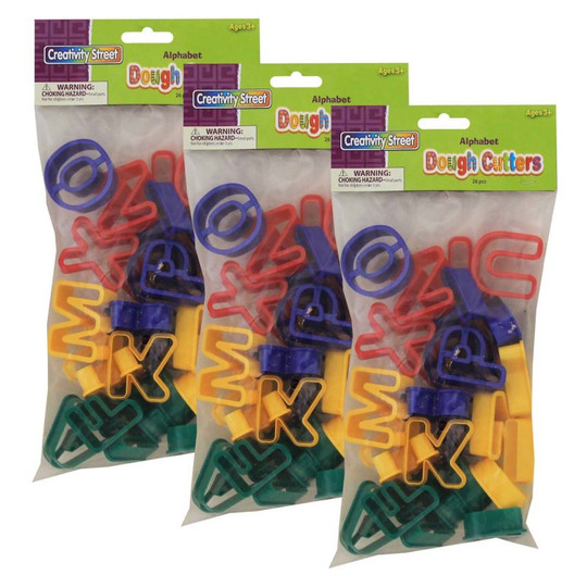 Dough & Clay Cutter Set, Capital Letters, 1-9/16'', 26 Pieces Per Pack, 3 Packs