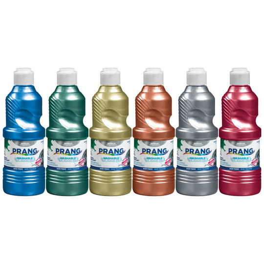 Washable Ready-to-Use Tempera Paint, 16 oz, Metallic, 6 Colors