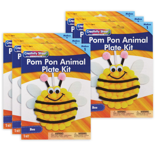 Pom Pon Animal Plate Kit, Bee, 9'' x .5'' x 1'', 6 Kits