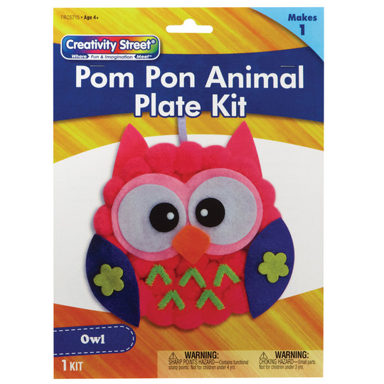Pom Pon Animal Plate Kit, Owl, 7'' x 8'' x 1'', 1 Kit