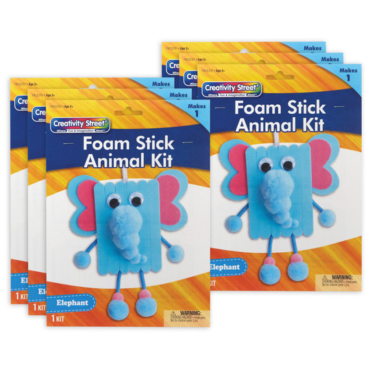 Foam Stick Animal Kit, Elephant, .75'' x 11'' x .25'', 6 Kits