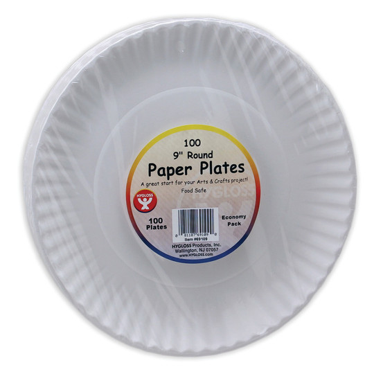 Paper Plates 9'', White, Pack of 100
