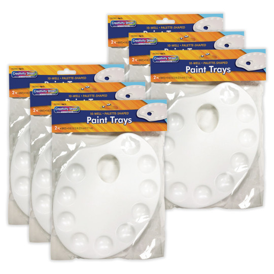 Palette-Shaped Paint Trays, White, 9'' x .75'', 2 Per Pack, 6 Packs