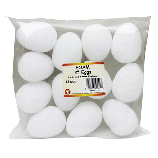 Craft Foam Eggs, 2 Inch, White, Pack of 12
