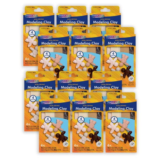 Modeling Clay, 4 Multi-Cultural Assortment, 1 lb/4 Sticks Per Pack, 12 Packs