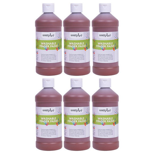 Washable Finger Paint, Brown, 16 o., Pack of 6