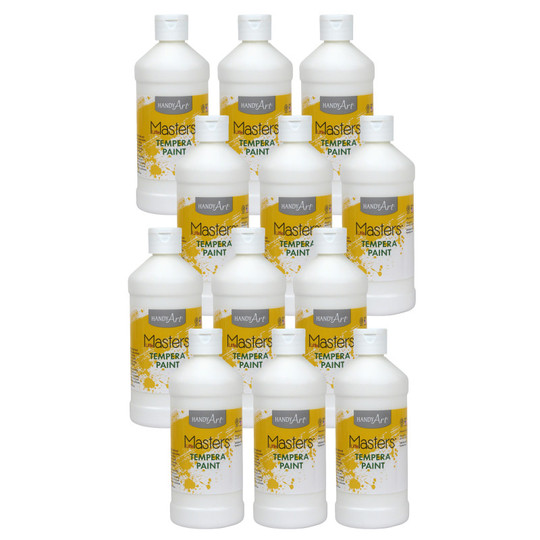 Little Masters Tempera Paint, White, 16 oz. , Pack of 12