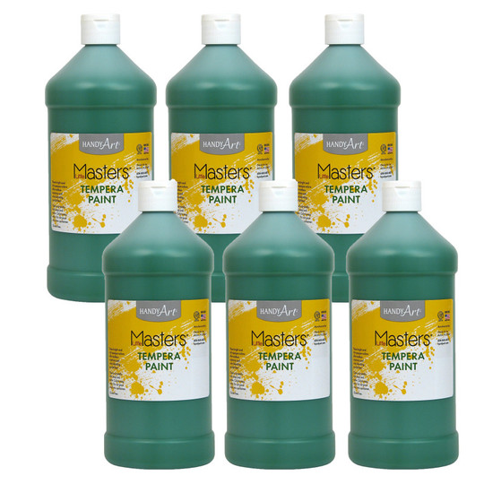 Little Masters Tempera Paint, Green, 32 oz. , Pack of 6
