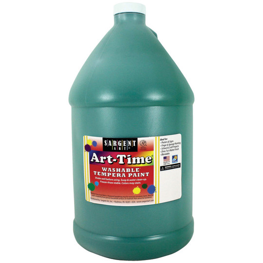 Art-Time Washable Tempera Paint, Green, Gallon