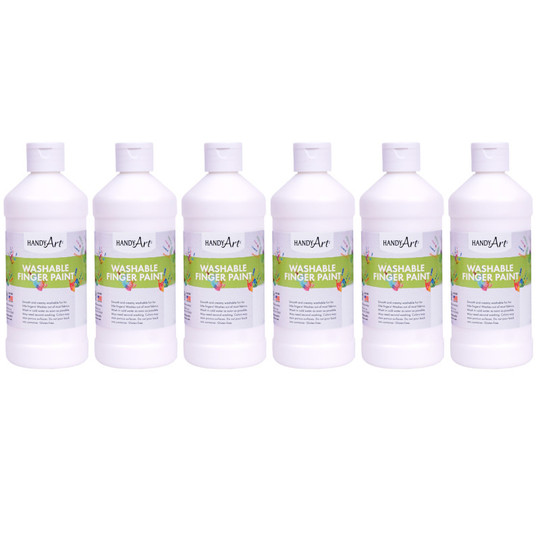 Washable Finger Paint, White, 16 oz, Pack of 6