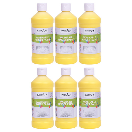Washable Finger Paint, Yellow, 16 o., Pack of 6