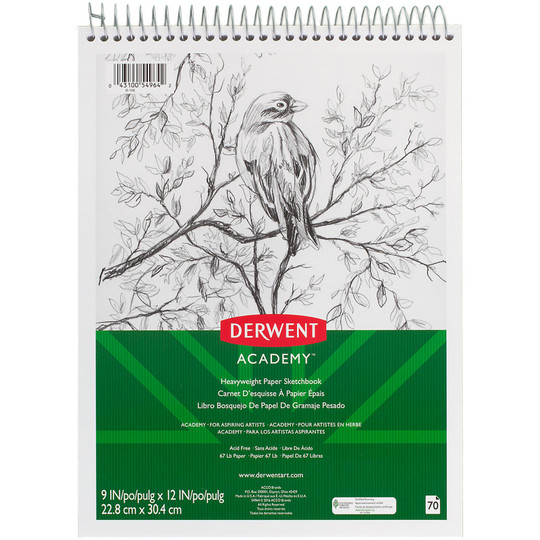 Derwent Academy Wirebound Sketchbook 9'' x 12'', 70CT