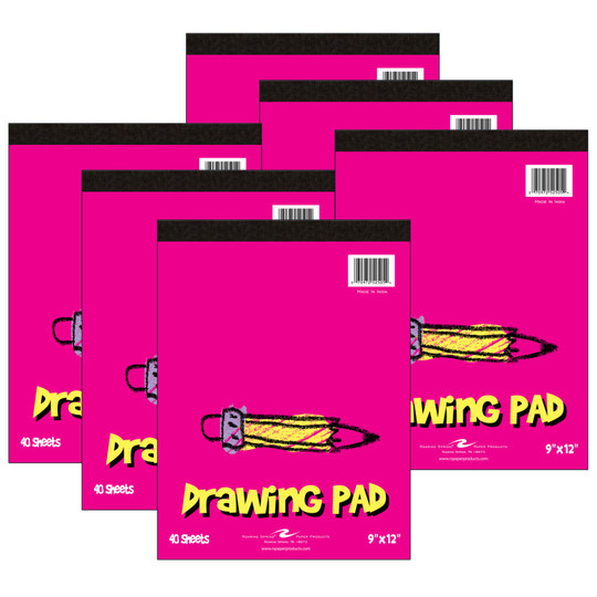 Kid's Drawing Pad, 9'' x 12'', 40 Sheets, Pack of 6