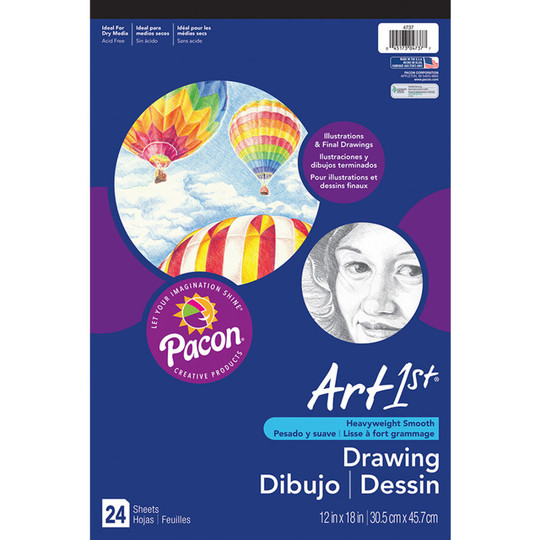 Drawing Paper Pad, Heavyweight, 12'' x 18'', 24 Sheets