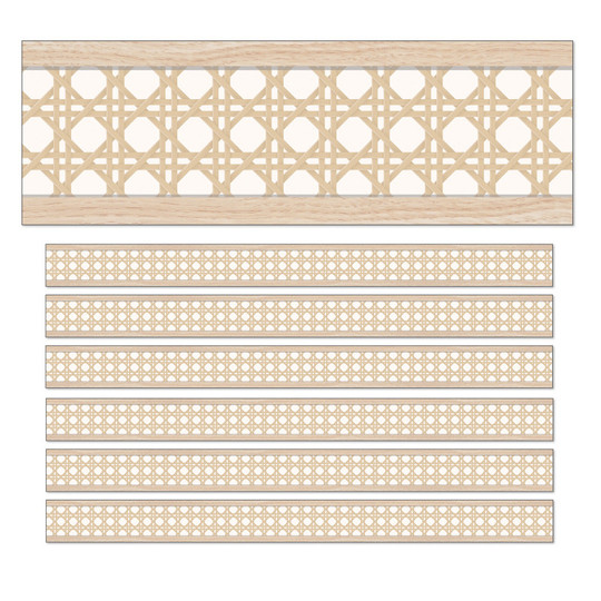 True to You Woven Cane Straight Bulletin Board Borders, 36 Feet Per Pack, 6 Packs