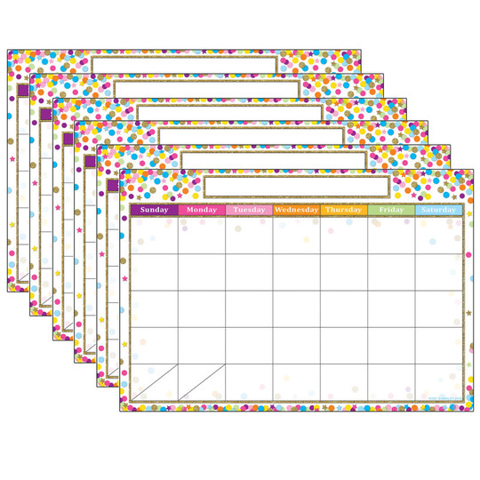 Smart Poly Chart, 13'' x 19'', Confetti Calendar, Pack of 6