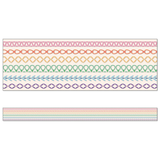 Crafty and Cool Rainbow Stitched Straight Bulletin Board Borders, 36 Feet