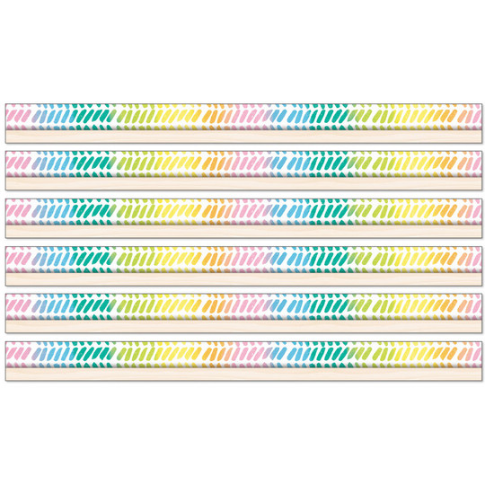 Creatively Inspired Watercolor Chevron Straight Borders, 36 Feet Per Pack, 6 Packs