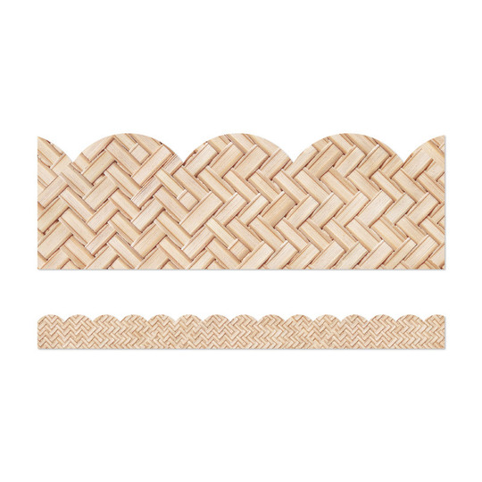 True to You Woven Bamboo Scalloped Bulletin Board Borders, 39 Feet