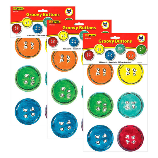 Pete the Cat Groovy Buttons Accents, 36 Per Pack, 3 Packs