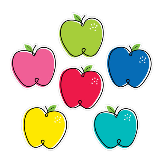 Core Decor Doodle Apples 6'' Designer Cut-Outs, Pack of 36