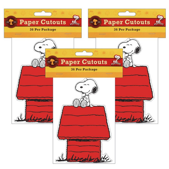 Snoopy on Dog House Paper Cut Outs, 36 Per Pack, 3 Packs