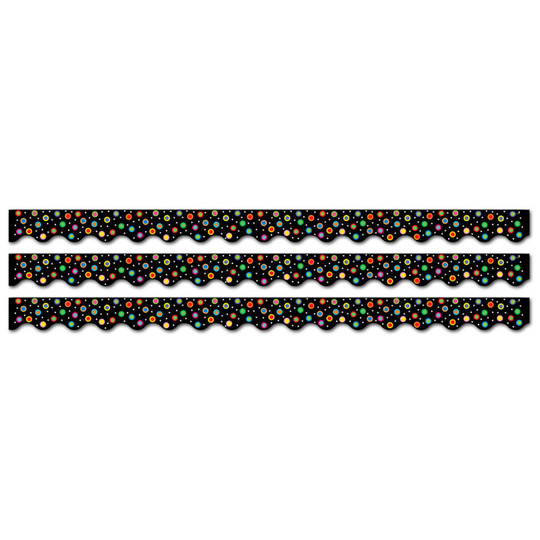 Dots on Black Wavy EZ Border, 48 Feet Per Pack, 3 Packs