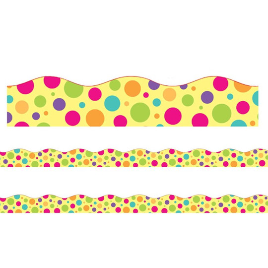 Borders/Trims, Magnetic, Scallop Cut - 1-1/2'' x 24'', Colorful Dot Theme, 24' per Pack, 2 Packs