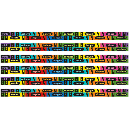 Crayola Inspirational Words Deco Trim, 37 Feet Per Pack, 6 Packs