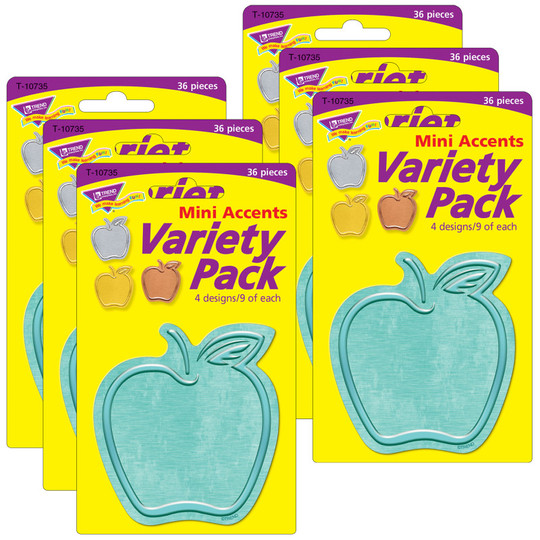 I &hearts; Metal Apples Mini Accents Variety Pack, 36 Per Pack, 6 Packs