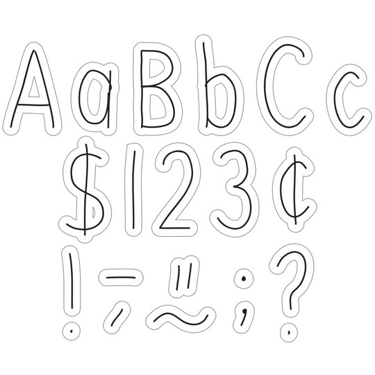 Black on White Hand Drawn 4'' Letters Combo Pack, 262 Pieces