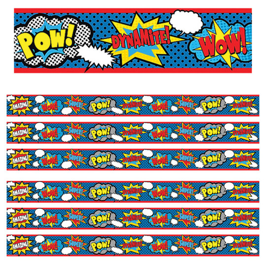 Superhero Straight Border Trim, 35 Feet Per Pack, 6 Packs