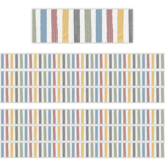 Classroom Cottage Stripes Straight Border Trim, 35 Feet Per Pack, 6 Packs