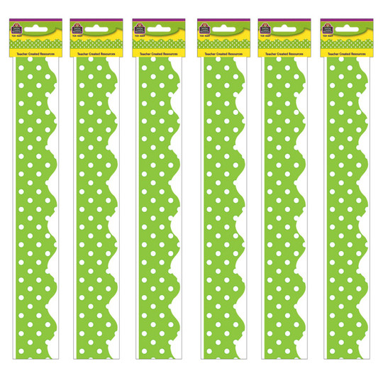 Lime Mini Polka Dots Border Trim, 35 Feet Per Pack, 6 Packs